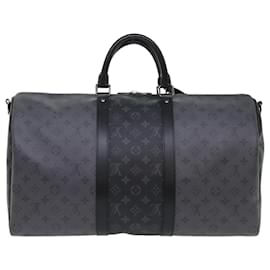 Louis Vuitton-LOUIS VUITTON Eclipse Reverse Keepall Bandouliere 50 Bag M45392 LV Auth 47830S-Monogram