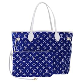 Louis Vuitton-LOUIS VUITTON Monogram Jaguar Neverfull MM Tote Bag Velvet M46220 LV Auth 46153S-White,Blue