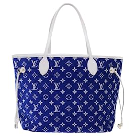 Louis Vuitton-LOUIS VUITTON Monogram Jaguar Neverfull MM Tote Bag Velvet M46220 LV Auth 46153S-White,Blue