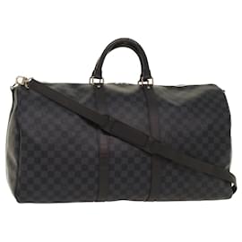 Louis Vuitton-LOUIS VUITTON Damier Graphite Keepall Bandouliere 55 Bag N41413 LV Auth 47480S-Damier ebene