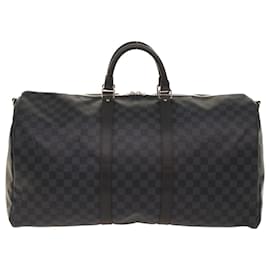 Louis Vuitton-LOUIS VUITTON Damier Graphite Keepall Bandouliere 55 Bag N41413 LV Auth 47480S-Damier ebene