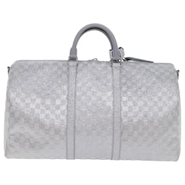 Louis Vuitton-LOUIS VUITTON Damier Glitter Keepall Bandouliere 50 Bag N58041 LV Auth 52528S-Silvery