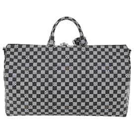 Louis Vuitton-LOUIS VUITTON Damier Distorted Keepall Bandouliere 50 Boston N50028 Auth yk9432S-Black,White