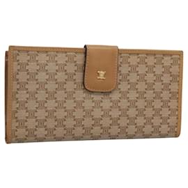 Céline-CELINE Macadam Canvas Long Wallet Beige Auth BA1500-Beige