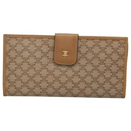 Céline-CELINE Macadam Canvas Long Wallet Beige Auth BA1500-Beige