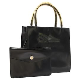 Sac à main Salvatore Ferragamo en cuir verni noir Auth 117886 Noir