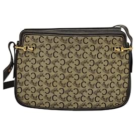 Céline-CELINE C Sulky Shoulder Bag Canvas Beige Gold Auth 117907-Beige,Golden
