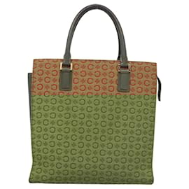 Céline-CELINE C Macadam Canvas Hand Bag Beige Gold Auth 118212-Beige,Golden