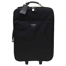 Prada-PRADA Suitcase Nylon Black Silver Auth bs24329-Black,Silvery