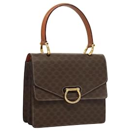 Céline-CELINE Macadam Canvas Hand Bag PVC Leather Brown Gold Auth bs24422-Brown,Golden