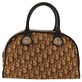 Christian Dior-Christian Dior Trotter Canvas Hand Bag Brown Auth 118124-Brown