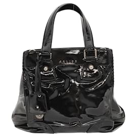 Céline-CELINE Hand Bag Patent leather Black Auth 117565-Black