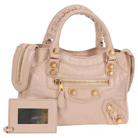 Balenciaga-BALENCIAGA Mini City Sac à Main Géant Cuir Rose Or 309544 Auth yk17858-Rose,Doré