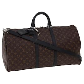 Louis Vuitton-LOUIS VUITTON Monogram Macassar Keepall Bandouliere 55 M56714 Auth 28882S-Monogram