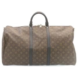 Louis Vuitton-LOUIS VUITTON Monogram Macassar Keepall Bandouliere 55 M56714 Auth 28882S-Monogram