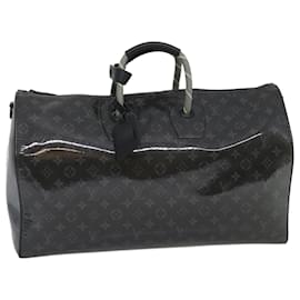 Louis Vuitton-LOUIS VUITTON Eclipse Glaze Keepall Bandouliere 50 Boston Bag M43901 Auth 29548S-Black