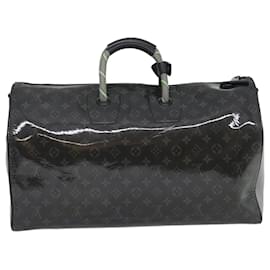 Louis Vuitton-LOUIS VUITTON Eclipse Glaze Keepall Bandouliere 50 Boston Bag M43901 Auth 29548S-Black