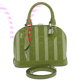 Louis Vuitton-LOUIS VUITTON Vernis Rayures Alma BB 2Way Hand Bag Pink M91593 LV Auth ai616S-Pink