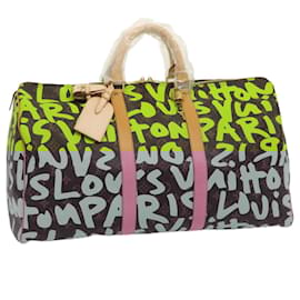Louis Vuitton-LOUIS VUITTON Monogram graffiti Keepall 50 Boston Bag Vert M93700 Auth 29946S-Light green,Monogram
