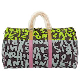 Louis Vuitton-LOUIS VUITTON Monogram graffiti Keepall 50 Boston Bag Vert M93700 Auth 29946S-Light green,Monogram