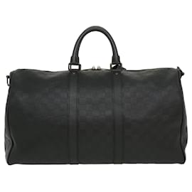 Louis Vuitton-LOUIS VUITTON Damier Infini Keepall Bandouliere 45 Boston Bag N41145 LV 29957S-Black