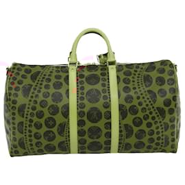 Louis Vuitton-LOUIS VUITTON Monogram Yayoi Kusama Keepall Bandouliere55 Bag M40695 Auth 30515S-Red,Monogram
