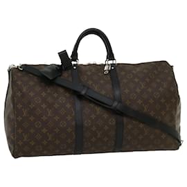 Louis Vuitton-LOUIS VUITTON Monogram Macassar Keepall Bandouliere 55 M56714 LV Auth 30568S-Monogram