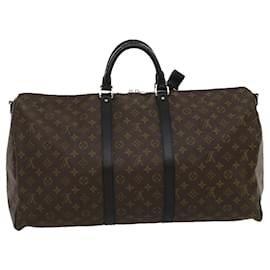 Louis Vuitton-LOUIS VUITTON Monogram Macassar Keepall Bandouliere 55 M56714 LV Auth 30568S-Monogram