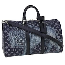 Louis Vuitton-LOUIS VUITTON Monogram savanna Keepall Bandouliere 45 Boston M54129 Auth 33473S-Navy blue