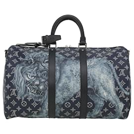 Louis Vuitton-LOUIS VUITTON Monogram savanna Keepall Bandouliere 45 Boston M54129 Auth 33473S-Navy blue