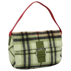 Autre Marque-Burberrys Nova Check Blue Label Shoulder Bag Wool Beige Red Silver Auth hk2090-Silvery,Red,Beige