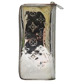 Louis Vuitton-LOUIS VUITTON Monogram Miroir Zippy Wallet Vertical Wallet Silver LV Auth 104402-Silvery