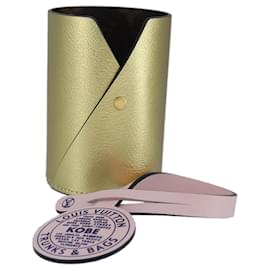 Louis Vuitton-LOUIS VUITTON Po Crayon Gaston Pen Case Leather Gold LV Auth 101060-Golden