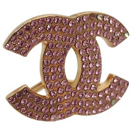 Anello per sciarpa CHANEL metallo tono oro rosa CC Auth 101356 Rosa Altro