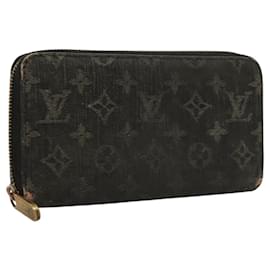 Louis Vuitton-LOUIS VUITTON Monogram Denim Zippy Wallet Wallet Black M95614 LV Auth 117526-Black