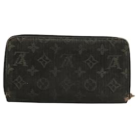 Louis Vuitton-LOUIS VUITTON Monogram Denim Zippy Wallet Wallet Black M95614 LV Auth 117526-Black