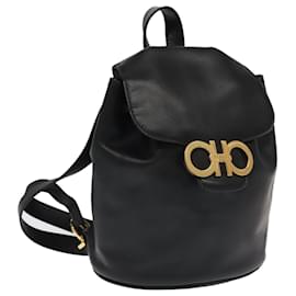 Salvatore Ferragamo-Salvatore Ferragamo Backpack Leather Black Auth 101918-Black