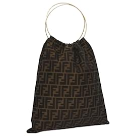 Fendi-FENDI Zucca Canvas Hand Bag Brown Auth 107608-Brown