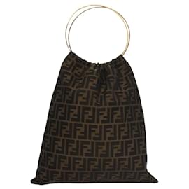 Fendi-FENDI Zucca Canvas Hand Bag Brown Auth 107608-Brown