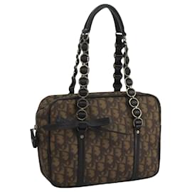 Christian Dior-Christian Dior Trotter Romantic Hand Bag PVC Leather Brown Auth 111439-Brown