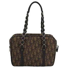 Christian Dior-Christian Dior Trotter Romantic Hand Bag PVC Leather Brown Auth 111439-Brown
