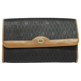 Christian Dior-Christian Dior Honeycomb Canvas Chain Shoulder Bag PVC Black Gold Auth BA1145-Black,Golden