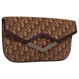 Christian Dior-Christian Dior Trotter Canvas Clutch Bag Red Gold Auth ar13364-Red,Golden