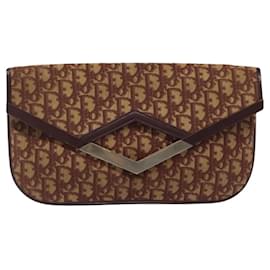 Christian Dior-Christian Dior Trotter Canvas Clutch Bag Red Gold Auth ar13364-Red,Golden