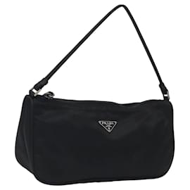 Prada-PRADA Accessory Pouch Nylon Black Silver Auth 117498-Black,Silvery