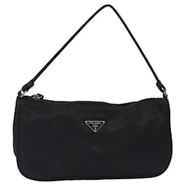 Prada-PRADA Accessory Pouch Nylon Black Silver Auth 117498-Black,Silvery