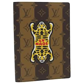 Louis Vuitton-LOUIS VUITTON Stripe NIGO Quverture Carnet Cover Brown Black GI0720 Auth 38082S-Brown,Black