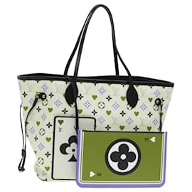 Louis Vuitton-LOUIS VUITTON Monogram Game Neverfull MM Tote Bag White M57462 LV Auth 38983S-White,Multiple colors