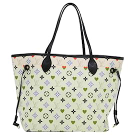 Louis Vuitton-LOUIS VUITTON Monogram Game Neverfull MM Tote Bag White M57462 LV Auth 38983S-White,Multiple colors