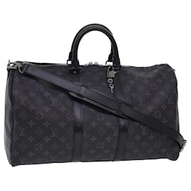 Louis Vuitton-LOUIS VUITTON Eclipse Keepall Bandouliere 45 Boston Bag M43278 LV Auth 40033S-Monogram